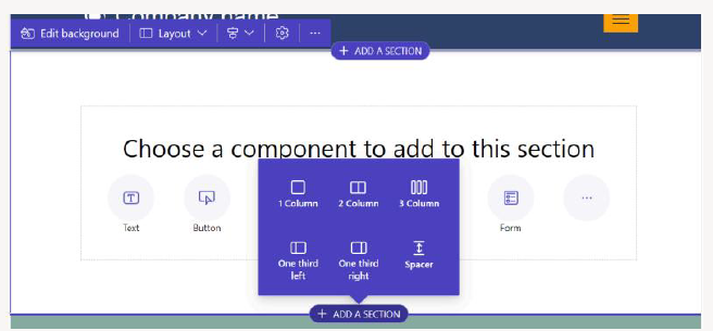 Add a section in the page editor